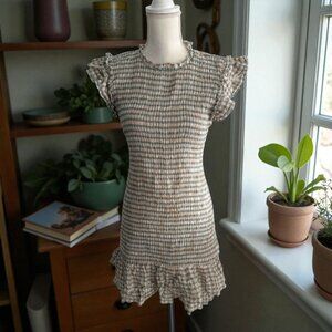 VERONICA BEARD Plaid Smocked Ruffle Trim Dress Size US 6